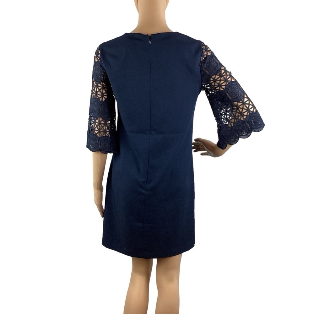 Banana Republic Lace Sleeve Mini Dress Size 0 Navy Blue - Picture 5 of 7